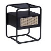 ORRD Modern Accent Table with Drawer, Black End Table with Tempered Glass Top & Rattan Shelf, Curved Metal Frame for Living Room - 2 of 4
