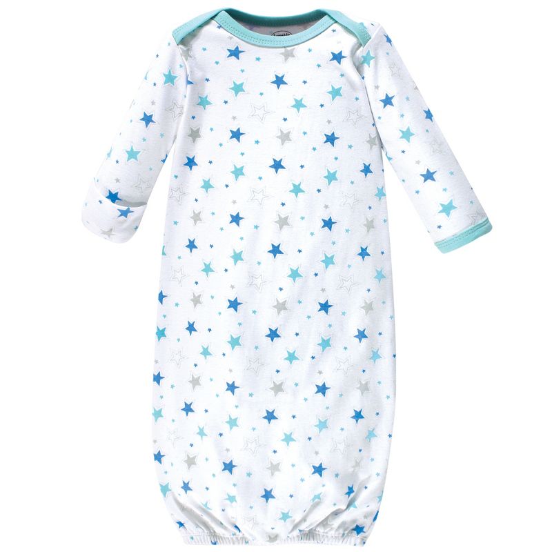 Luvable Friends Baby Boy Cotton Long-Sleeve Gowns 3pk, Boy Elephant Stars, 3 of 6