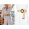 INSPIRE CHIC Women's Woven Stretch Straw Rattan Wooden Buckle Elastic Wide Waist Belt - 4 of 4