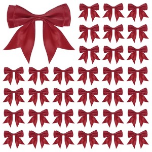 Unique Bargains Polyester Durable Craft Decorative Gift Double-Deck Pre-Tied Bows 3.6x2.2 Inch 50 Pcs - 1 of 4