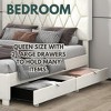 Vynxaria beige gueen size trundle pull out drawers storage upholstered bed - 2 of 4
