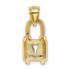 Black Bow Jewelry 14k Yellow Gold Polished Key Hole Lock Pendant, 8mm - 3 of 4