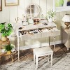 KTMBDW Modern Makeup Vanity Desk with Mirror, Vanity Table and Stool Set with 4 Drawers and Open Storage, Dressing Table for Bedroom - 3 of 4