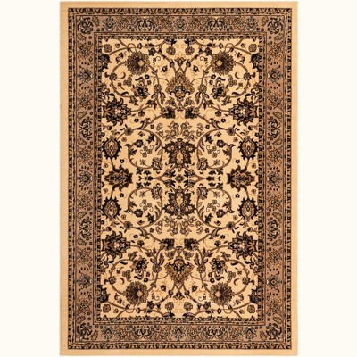 Ivory and Tan Reversible Synthetic 6' x 9' Easy-Care Rug