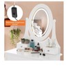 Wood Makeup Vanity Desk with Oval Mirror and Stool 3 Lighting Modes 5 Large Drawers Modern Dressing Table for Girls Women - 4 of 4