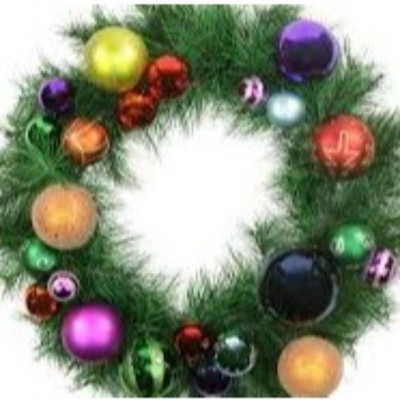 24-Inch Multicolor Ornaments and Pine Christmas Wreath