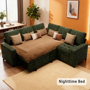 Vipbear 80" Sectional Sleeper Sofa Bed with Pull Out Bed,Adjustable Backrest/USB Ports,5 Seat Convertible L Shaped Sectional Couche,Tool-Free Assembly - 1 of 4