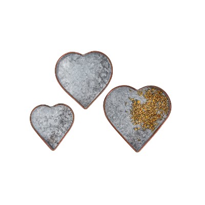 Galvanized Heart Tray Set of 3 - 3R Studios