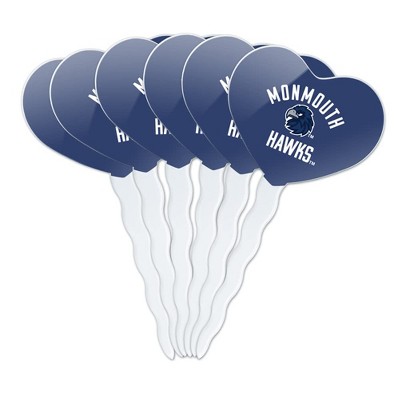 Monmouth University Official Hawks Heart Love Cupcake Picks Toppers Decoration Set of 6