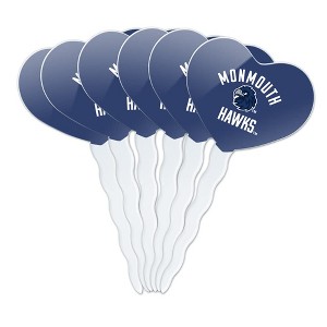 Monmouth University Official Hawks Heart Love Cupcake Picks Toppers Decoration Set of 6 - 1 of 4