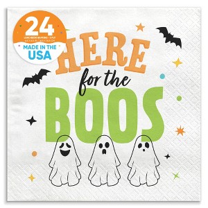 Big Dot of Happiness Here for the Boos Party Napkins, Ghost Halloween Party Decor, White 3-Ply Paper Luncheon Napkins - 24 Count - 1 of 4