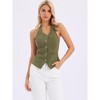 INSPIRE CHIC Women's Denim Halter Neck Button Down Backless Jean Vest - 4 of 4