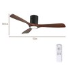 52" Ceiling Fan with Light, 3 Solid Wood Blades, Remote Control, 6-Speed Reversible DC Motor for Bedroom, Dining Room, Living Room - 2 of 4