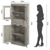 67 Inch Tall Cabinet with 4 Doors & Flip Glass Drawer, Storage Cabinet with Adjustable Shelves, Freestanding Organizer for Kitchen Pantry Living Room - 3 of 4
