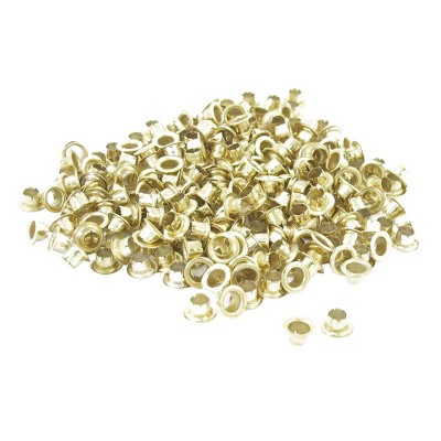 Unique Bargains Metal Round Shaped Eyelets and Grommets Gold 250 Pcs