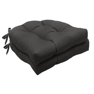 Habitat Tufted Ultra Soft Comfortable Chair Pad Pack of 2 Each 15" X 15" Black - 1 of 4