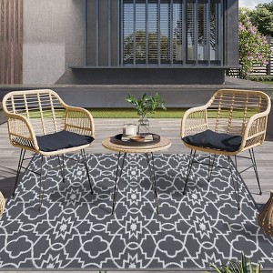 Large Modern Reversible Mats, Plastic Straw Area Rug, Floor Mat for Outdoors, RV, Patio, Backyard, Deck, Picnic, Beach, Trailer, Camping - 1 of 4