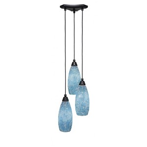 Toltec Lighting Europa 3 - Light Pendant in  Matte Black with 5.5" Turquoise Fusion Shade - 1 of 1