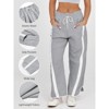 Imily Bela Women's Baggy Wide Leg Pants Casual Drawstring Elastic Waisted Contrast Color Workout Y2K Track Pants - 4 of 4