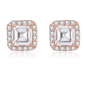 Square Halo Stud Earrings for Women Clear Cz Sterling Silver Womens Ginger Lyne Collection - 1 of 4