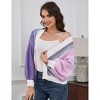 Women's Color Block Knit Cardigan Casual Open Front Long Sleeve Sweater - 2 of 4