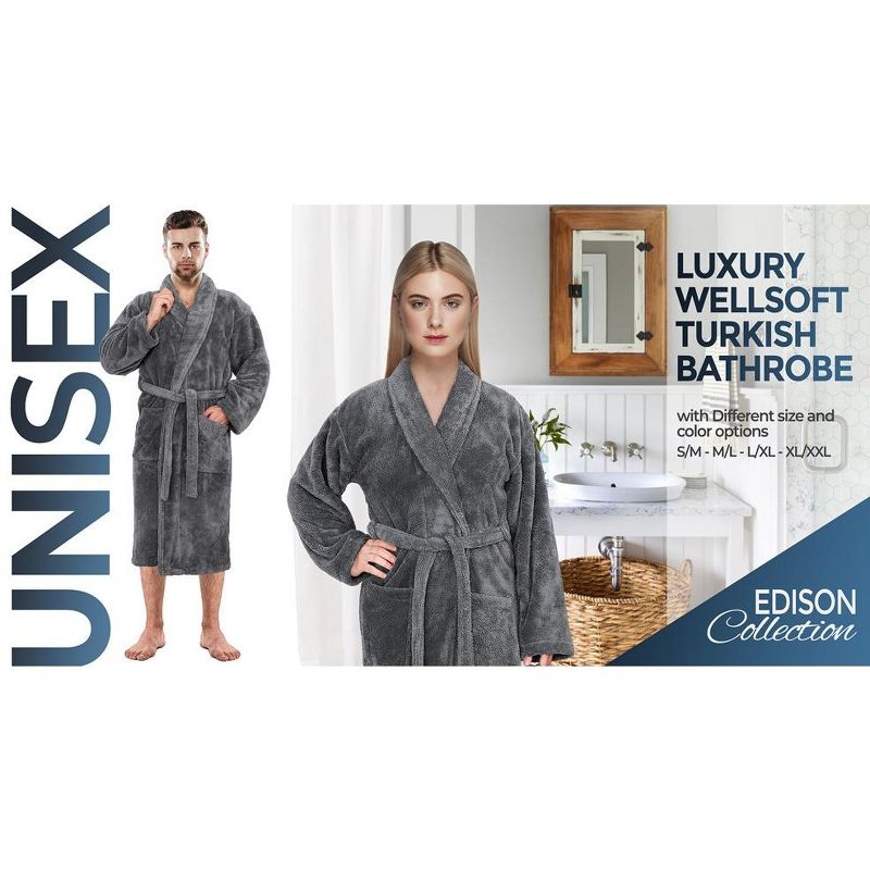 American Soft Linen Warm Fleece Bathrobe, Mens and Womens Adult Robes for your Bathroom, Shawl Collar Robes, 2 of 10