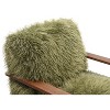 Sapphtopaz Modern Faux Fur Accent Chair with Curve Wooden Arms Upholstered Comfy Reading Chair Ultra Soft Armchair for Living Room, Bedroom - 4 of 4