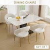 MAYEERTY Velvet Dining Chair, Curved Backrest Golden Metal Legs, Kitchen Dining Room, White - 2 of 4