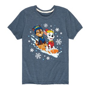 Boys' - Paw Patrol - Chase and Marshall Sledding Short Sleeve Graphic T-Shirt - 1 of 4