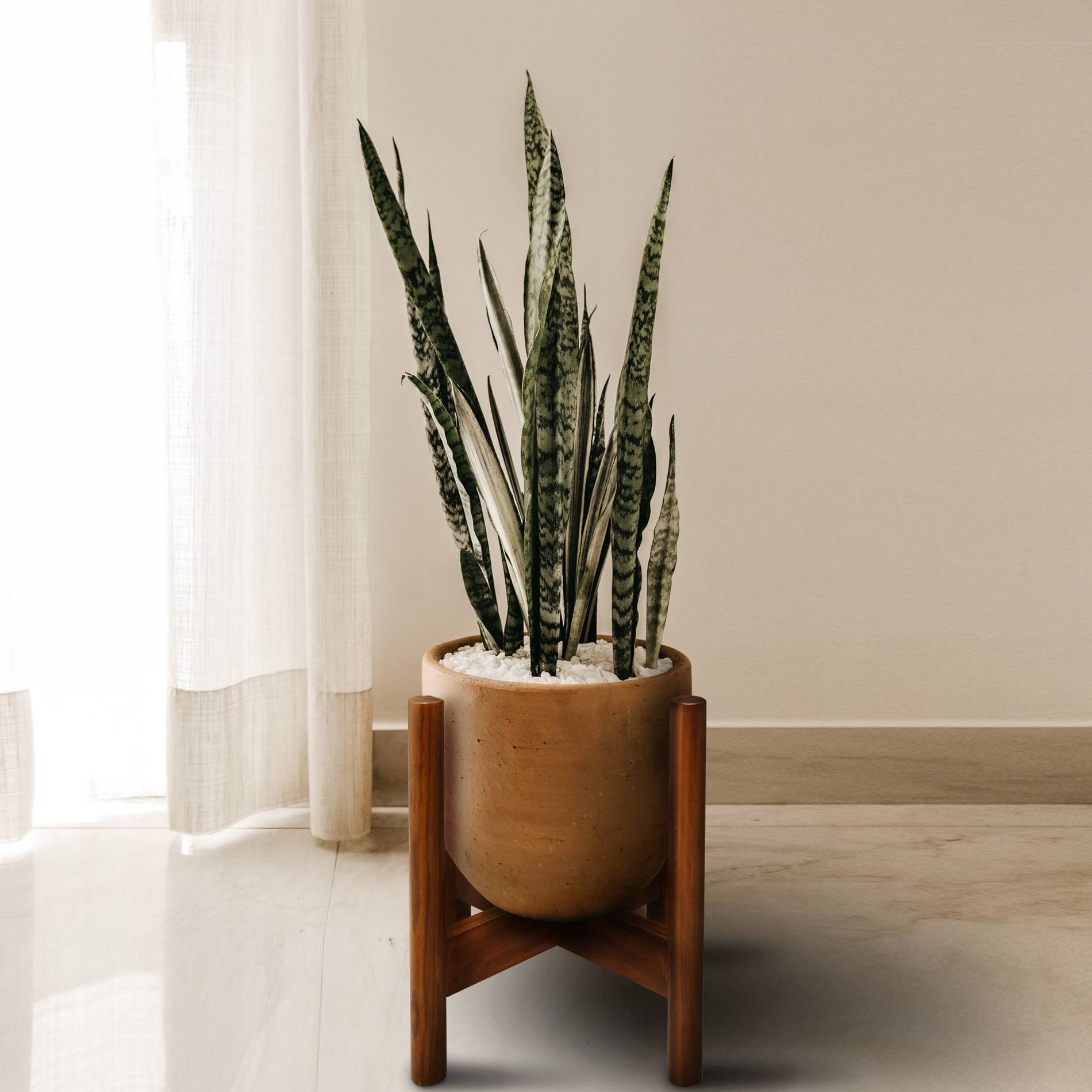 Wooden Plant Stand (Fit Up To 12") Antique Mahogany - Flora Home