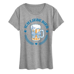 Women's - Instant Message - Ich Liebe Bier Oktoberfest Short Sleeve Graphic T-Shirt - 1 of 4