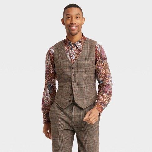 Houston White Adult Plaid Suit Vest - Brown : Target