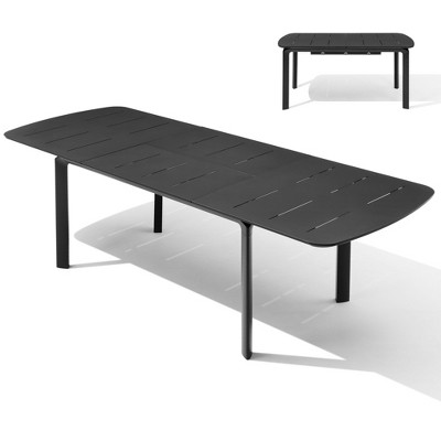 Crestlive Products Aluminum  Extendable Patio Dining Table with Butterfly Leaf, Rectangular Extension Table, Expandable Outdoor Table
