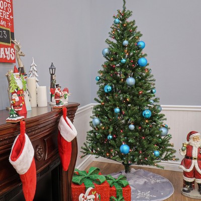 Slim Aspen Spruce Tabletop Christmas Tree with Multicolor Lights