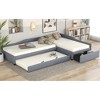 Twin Size Upholstered Double Daybed with Trundle and Drawer for Bedroom - 4 of 4