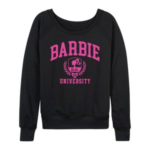 Women's - Barbie -  Lightweight French Terry Wide Neck Long Sleeve Graphic Shirt - 1 of 4