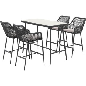 SUGOLD 5-Piece Patio Bar Dining Set, Bar Height Outdoor Table and Chairs Set with 4 Bar Stools, Cushions & 41" Table for Patio, Poolside, Backyard, - 1 of 1