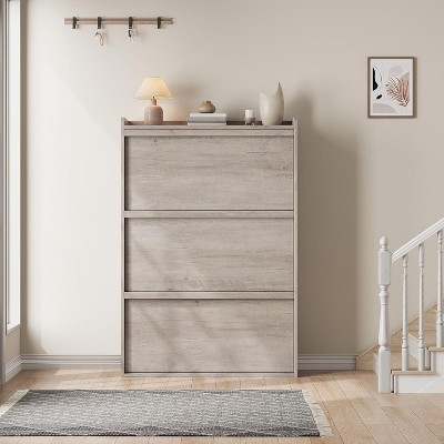 Acekool Flip Drawer Shoe Cabinet with Adjustable Shelves, Hidden Shoe Organizer for Entryway