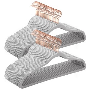 SONGMICS Velvet Hangers Non-Slip Hangers with Rose Gold-Colored Swivel Hooks Slim Space-Saving Hangers - 1 of 4