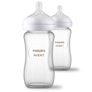 Philips Avent Glass Natural Baby Bottles With Natural Response Nipples - 8oz/2pk - 1 of 4
