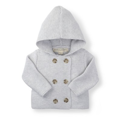 Image of Hope & Henry Baby Hooded Sweater (Light Grey Heather, 12-18 Months)