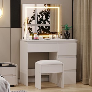 Vanity Desk, Makeup Vanity Desk with Touch Light Mirror and Power Outlet - 1 of 4
