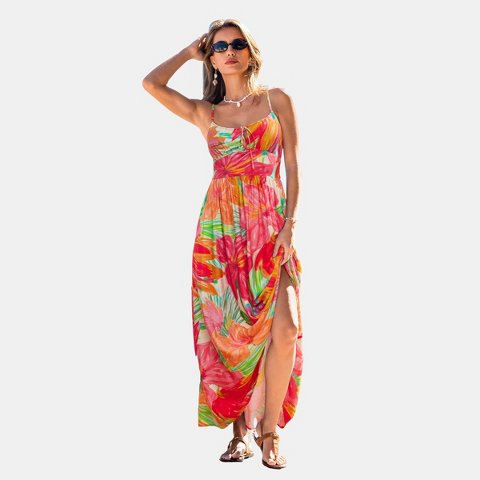 Женские платья Cupshe Women's Maxi Dress Flattering Tropical Print Slit-M-Multicolored