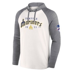 MLB Seattle Mariners Men's White Long Sleeve Lightweight Bi-Blend Hooded Sweatshirt - 1 of 3
