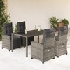 vidaXL Patio Dining Set with Cushions Outdoor Garden Furniture Poly Rattan - Gray 59.1" Table Length 4 Pieces - 2 of 4
