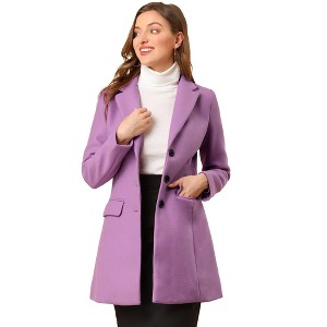 INSPIRE CHIC Women's Notched Lapel Single Breasted Outwear Fall coat - 1 of 4