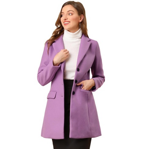 Inspire Chic Women s Notched Lapel Single Breasted Outwear Winter Coat Light Purple X small Target