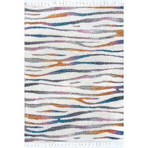 Nuloom Jodie Rainbow Zebra Braided Tassle Indoor Area Rug, 3' x 5', Ivory - 1 of 4