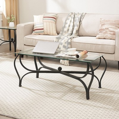 Coffee Table Set Of 3, Living Room Tables Set With 2 Square End Side Table, Rectangle Long Desk, Retro Living Room Set
