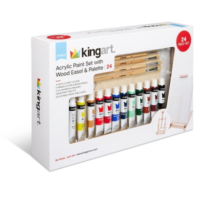 KINGART Acrylic Painting Set with Table Easel, 24 pc